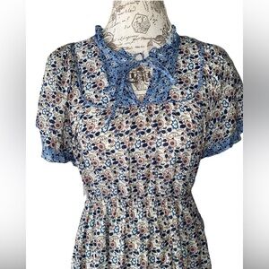 Anthropologie Othilia Titania Prairie Boho Cottage Maxi Dress Floral Size XSP